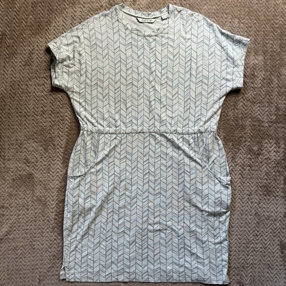 Orvis Woman's Shift T Shirt Dress Size XS Herringbone Casual Soft Comfy Outdoor
